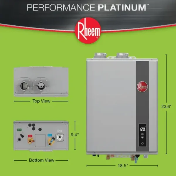 Rheem Performance Platinum 8.4 GPM Natural Gas Tankless Water Heater - Super High Efficiency, Indoor/Outdoor