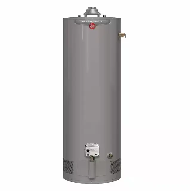 50 Gallon Natural Gas Water Heater – Rheem Performance 38,000 BTU Tall Model with 6-Year Warranty